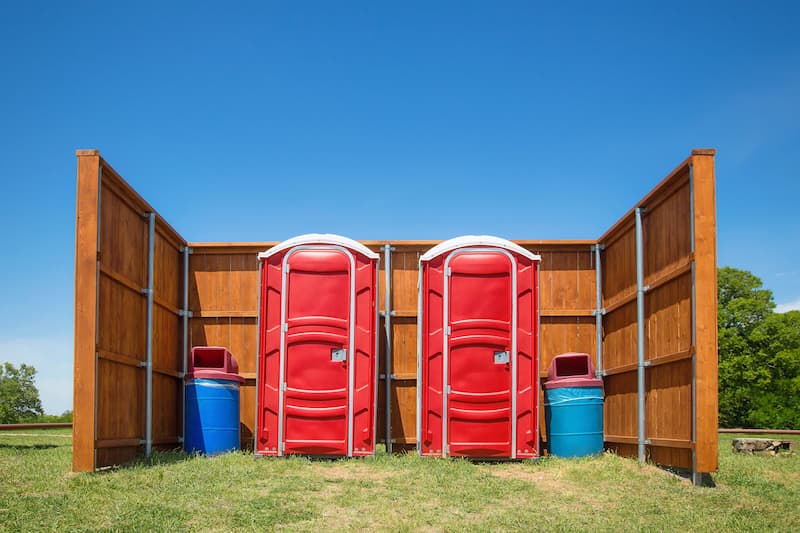 Short-term porta potty units staged for delivery in Providence, Rhode Island
